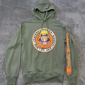 Naruto Ichiraku Ramen Green Fleece Hoodie Sz S Graphic Print Pullover, Puffy Pri